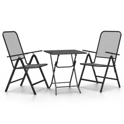 vidaXL 3 Piece Patio Dining Set Expanded Metal Mesh Anthracite