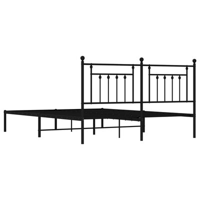 vidaXL Metal Bed Frame without Mattress with Headboard Black 72"x83.9"