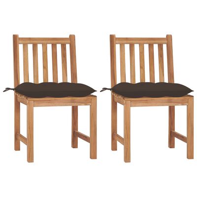 vidaXL Patio Chairs 2 pcs with Cushions Solid Teak Wood