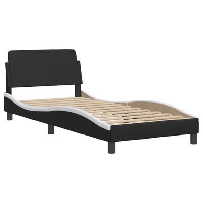 vidaXL Bed Frame without Mattress Black and White 39.4"x74.8" Faux Leather