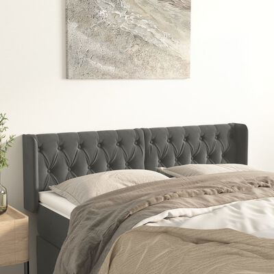 vidaXL Headboard with Ears Dark Gray 64.2"x6.3"x30.7"/34.6" Velvet