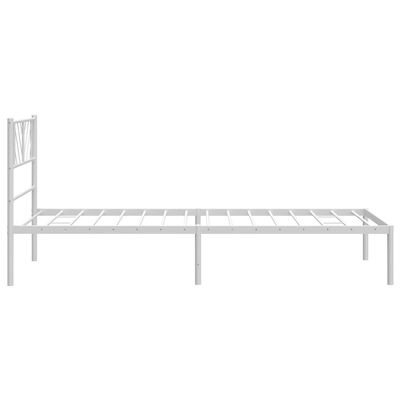 vidaXL Metal Bed Frame without Mattress with Headboard White 39.4"x78.7"