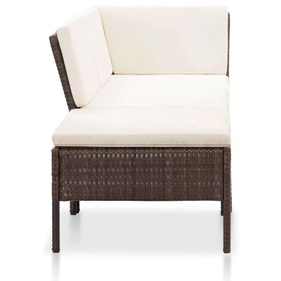 vidaXL 8 Piece Patio Lounge Set with Cushions Poly Rattan Brown