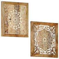 vidaXL Hand-Carved Wall Panels 2 pcs Solid Mango Wood 15.7"x15.7"x0.6"