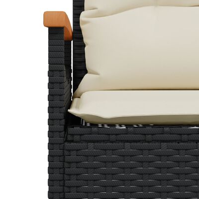 vidaXL 3 Piece Patio Sofa Set with Cushions Black Poly Rattan