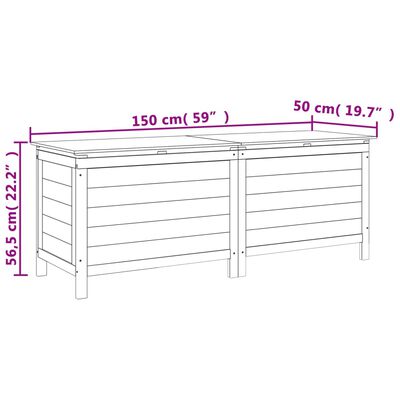 vidaXL Patio Storage Box White 59.1"x19.7"x22.2" Solid Wood Fir