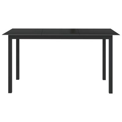 vidaXL Patio Table Black 59.1"x35.4"x29.1" Aluminum and Glass