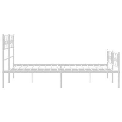 vidaXL Metal Bed Frame without Mattress with Footboard White 59.1"x78.7"