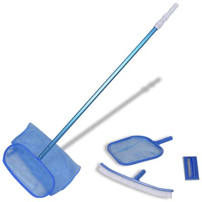 vidaXL Pool Cleaning Set Brush 2 Leaf Skimmers 1 Telescopic Pole