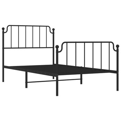 vidaXL Metal Bed Frame without Mattress with Footboard Black 39.4"x74.8"