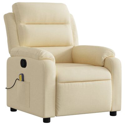 vidaXL Massage Recliner Chair Cream Fabric