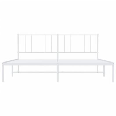 vidaXL Metal Bed Frame without Mattress with Headboard White 76"x79.9"