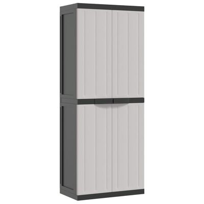 vidaXL Outdoor Storage Cabinet Gray and Black 25.6"x14.6"x65" PP