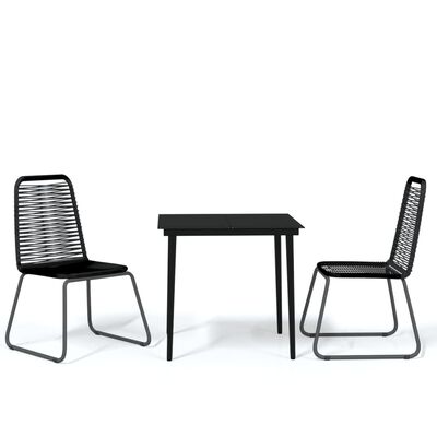 vidaXL 3 Piece Patio Dining Set Black