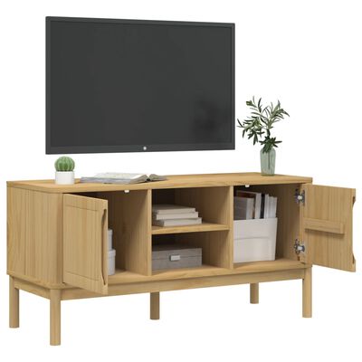 vidaXL TV Stand FLORO Wax Brown 44.9"x16.9"x21.7" Solid Pine Wood