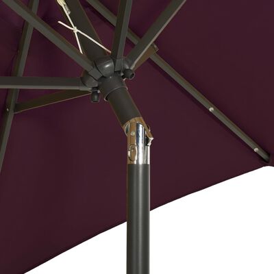 vidaXL Garden Parasol with LED Lights Bordeaux Red 78.7"x83.1" Aluminum