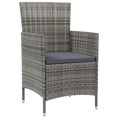 vidaXL 5 Piece Patio Dining Set with Cushions Poly Rattan Gray