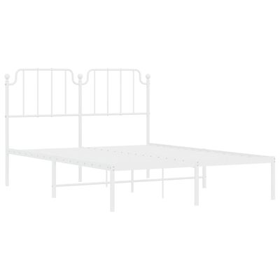 vidaXL Metal Bed Frame without Mattress with Headboard White 53.1"x74.8"