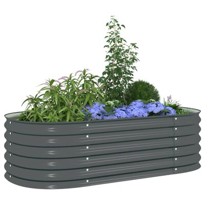 vidaXL Garden Raised Bed 63"x31.5"x17.3" Galvanized Steel Gray