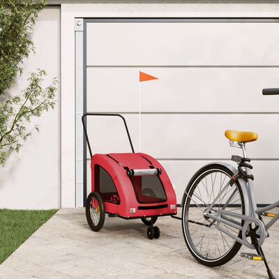 vidaXL Pet Bike Trailer Red Oxford Fabric and Iron