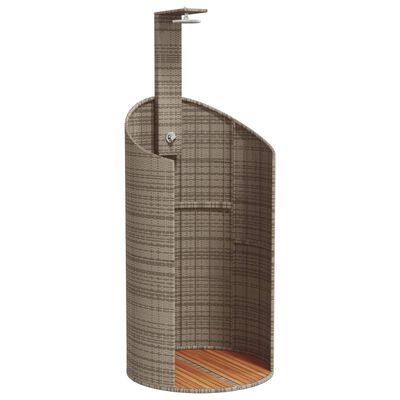 vidaXL Outdoor Shower Gray 39.4"x39.4"x95.1" Poly Rattan and Acacia Wood