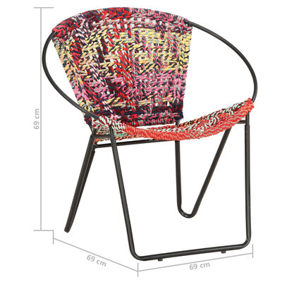 vidaXL Circle Chair Multicolors Chindi Fabric