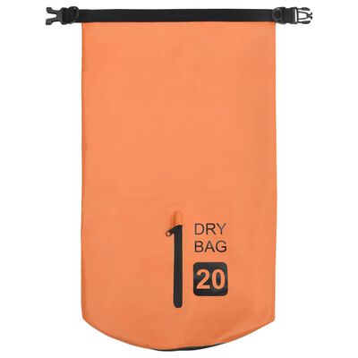 vidaXL Dry Bag with Zipper Orange 5.3 gal PVC