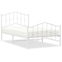 vidaXL Metal Bed Frame without Mattress with Footboard White 39.4"x74.8"