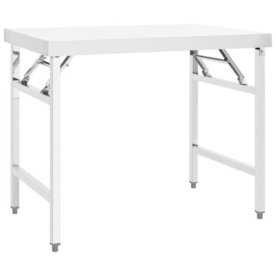 vidaXL Kitchen Folding Work Table 39.4"x24"x32" Stainless Steel