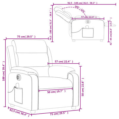 vidaXL Electric Massage Recliner Chair Dark Gray Fabric