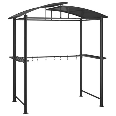 vidaXL BBQ Gazebo with Side Shelves Anthracite 82.7"x44.9"x90.6" Steel