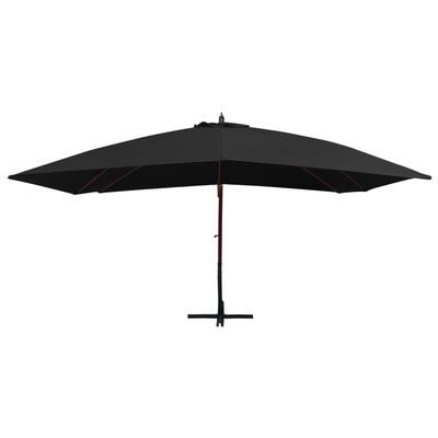 vidaXL Hanging Garden Parasol with Wooden Pole 157.5"x118.1" Black