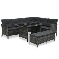 vidaXL 3 Piece Patio Lounge Set with Cushions Poly Rattan Gray