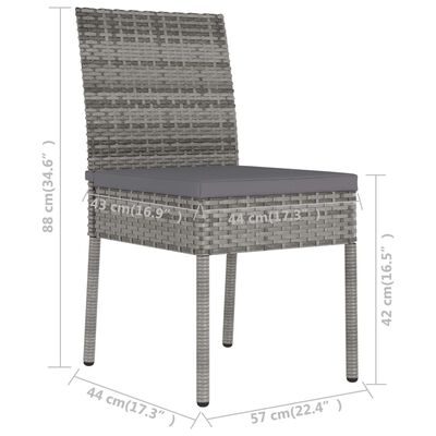 vidaXL 7 Piece Patio Dining Set Poly Rattan Gray