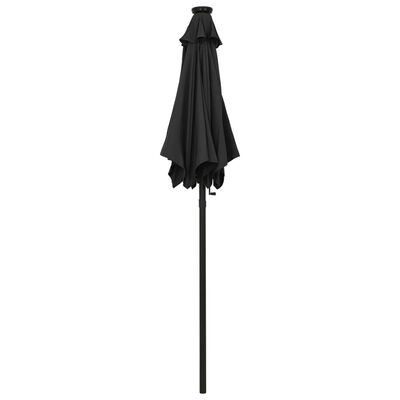 vidaXL Garden Parasol with LED Lights Black 78.7"x83.1" Aluminum