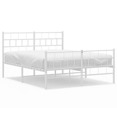 vidaXL Metal Bed Frame without Mattress with Footboard White 59.1"x78.7"