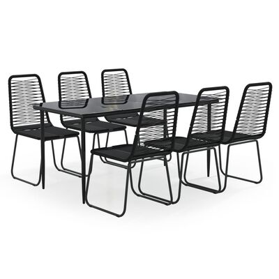 vidaXL 7 Piece Patio Dining Set Black