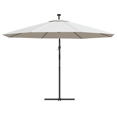 vidaXL Cantilever Garden Parasol with LED Lights and Metal Pole 137.8" Sand