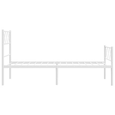 vidaXL Metal Bed Frame without Mattress with Footboard White 39.4"x78.7"