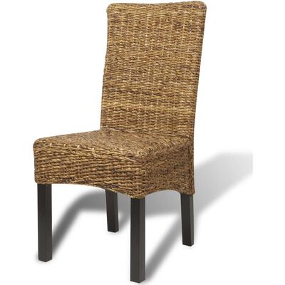 vidaXL Dining Chairs 2 pcs Abaca and Solid Mango Wood