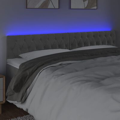 vidaXL LED Headboard Light Gray 70.9"x2.8"x30.7"/34.6" Velvet