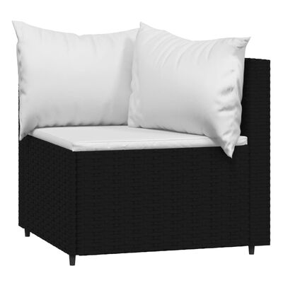 vidaXL 3 Piece Patio Lounge Set with Cushions Black Poly Rattan