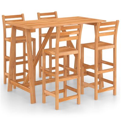 vidaXL 5 Piece Patio Bar Set Solid Acacia Wood