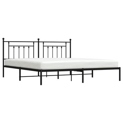 vidaXL Metal Bed Frame without Mattress with Headboard Black 76"x79.9"