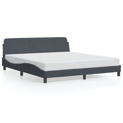 vidaXL Bed Frame with Headboard Dark Gray 72"x83.9" California King Velvet