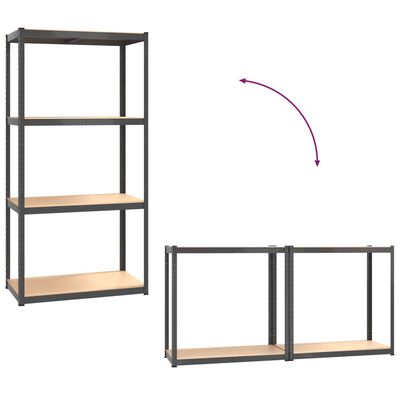 vidaXL 4-Layer Shelves 2 pcs Anthracite Steel&Engineered Wood