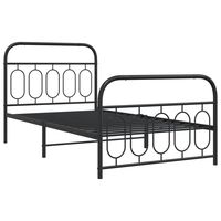 vidaXL Metal Bed Frame with Headboard and Footboard Black 39.4"x78.7"