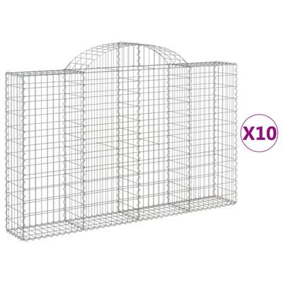 vidaXL Arched Gabion Baskets 10 pcs 78.7"x11.8"x47.2"/55.1" Galvanized Iron