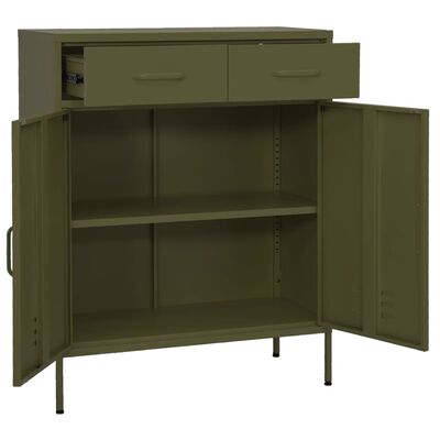 vidaXL Storage Cabinet Olive Green 31.5"x13.8"x40" Steel