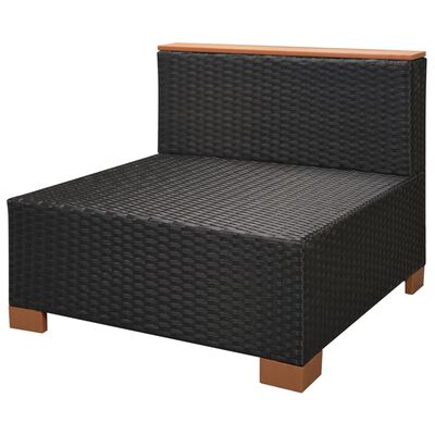 vidaXL 6 Piece Patio Lounge Set with Cushions Poly Rattan Black